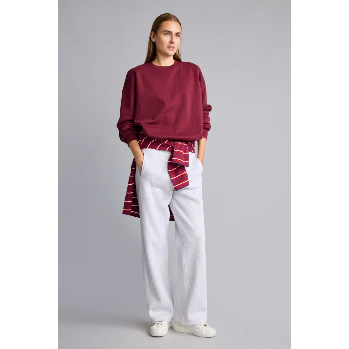 Defacto I3314AXGR93 Gri Beli Lastikli Straight Fit Kalın Kumaş Pantolon