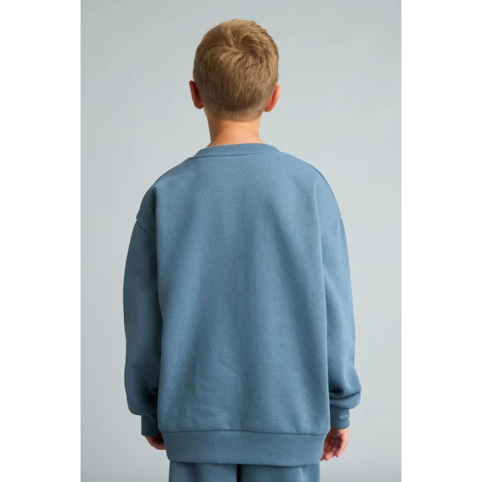 Defacto H9683A8BE739 Mavi Bisiklet Yaka Efekt Nakışlı Sweatshirt Erkek Çocuk