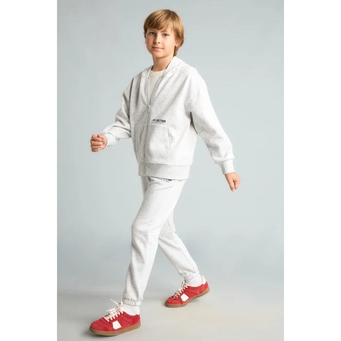 Defacto H9685A8GR400 Gri Baskılı Lastikli Paça Kalın Kumaş Jogger Eşofman Altı Erkek Çocuk