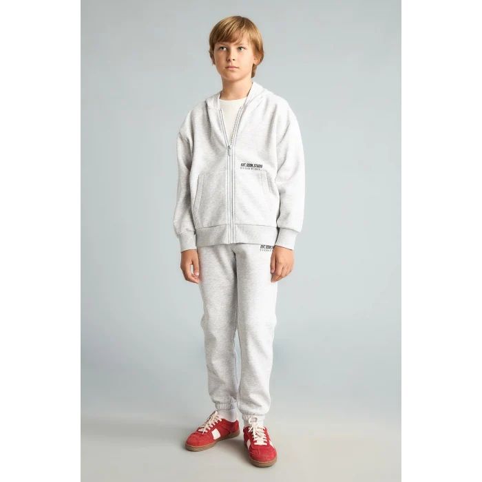 Defacto H9685A8GR400 Gri Baskılı Lastikli Paça Kalın Kumaş Jogger Eşofman Altı Erkek Çocuk