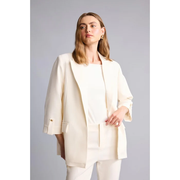 Defacto C3215AXWT34 Beyaz Oversıze Basic Blazer Beyaz Ceket
