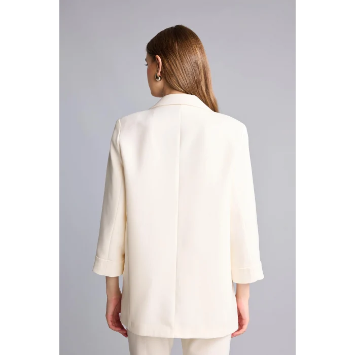 Defacto C3215AXWT34 Beyaz Oversıze Basic Blazer Beyaz Ceket
