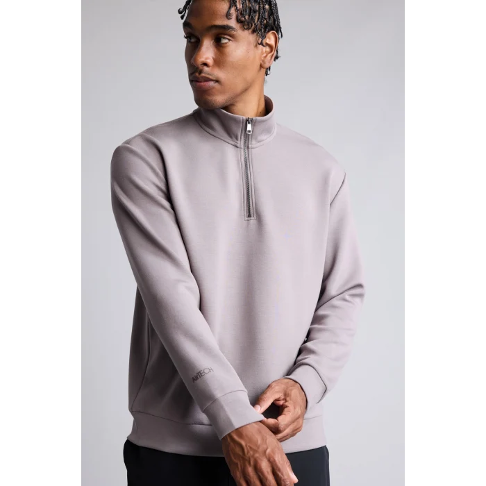 Defacto H6165AXGR539 Gri Ultra Yumuşak Standart Fit Dik Yaka Yarım Fermuarlı Modal Basic Sweatshirt