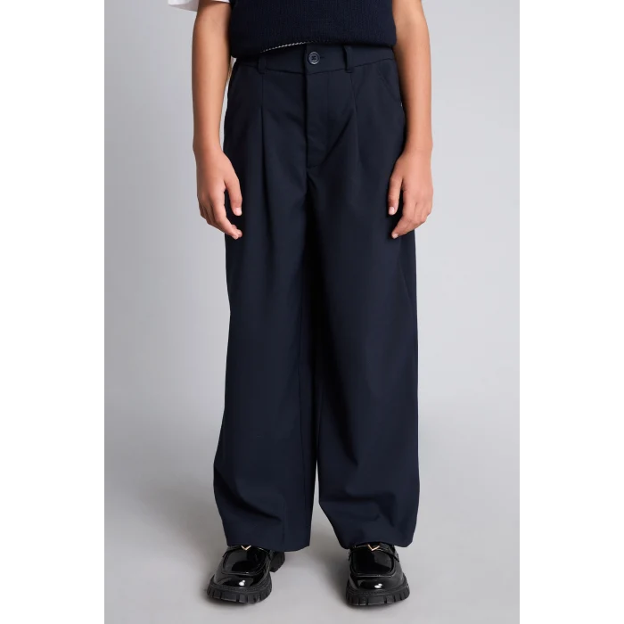 Defacto H9671A8NV253 Lacivert Düz Paça Pilili Pantolon Kız Çocuk