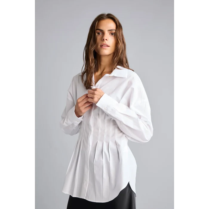 Defacto G8610AXWT34 Beyaz %100 Pamuk Fıtted Poplin Gömlek