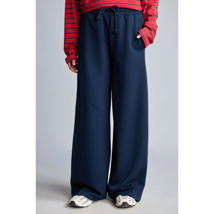 Defacto D6668AXNV248 Lacivert Straight Fit Cepli Düz Paça Eşofman Altı