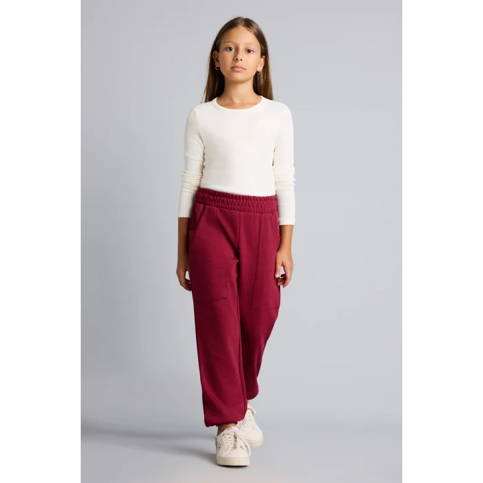 Defacto I2268A8BR204 Bordo Yama Cepli Lastikli Jogger Fıt Eşofman Altı Kız Çocuk