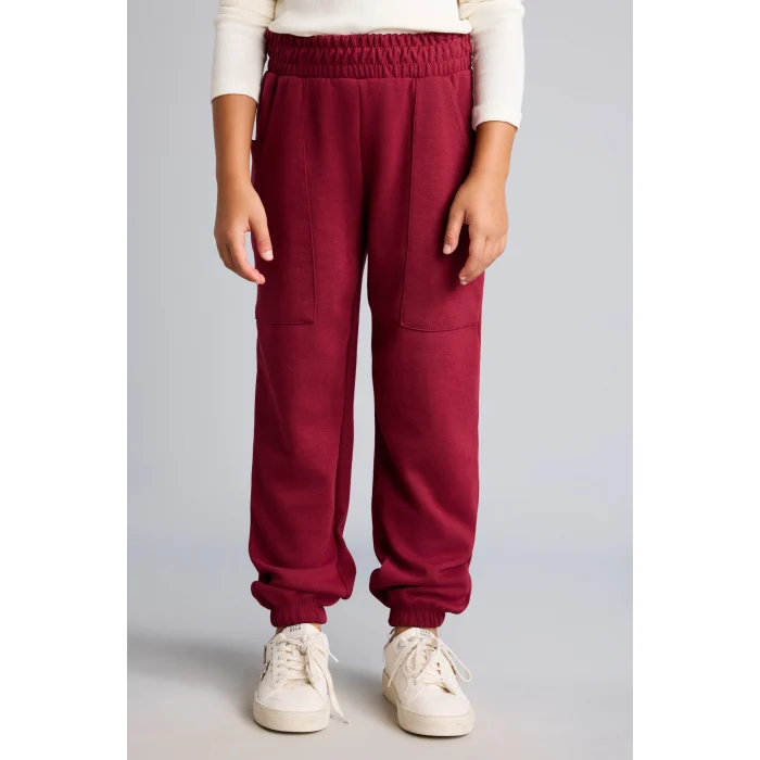 Defacto I2268A8BR204 Bordo Yama Cepli Lastikli Jogger Fıt Eşofman Altı Kız Çocuk