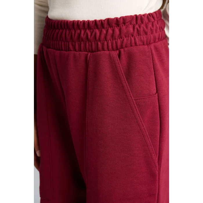 Defacto I2268A8BR204 Bordo Yama Cepli Lastikli Jogger Fıt Eşofman Altı Kız Çocuk