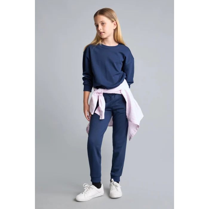 Defacto Y1226A6NV241 Lacivert Jogger Fıt Esnek Belli Cepli Eşofman Altı Kız Çocuk