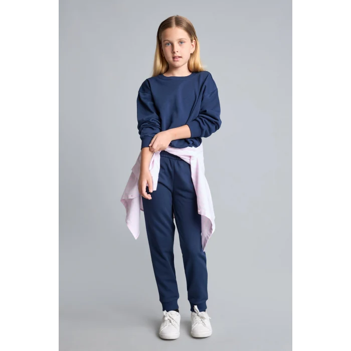 Defacto Y1226A6NV241 Lacivert Jogger Fıt Esnek Belli Cepli Eşofman Altı Kız Çocuk
