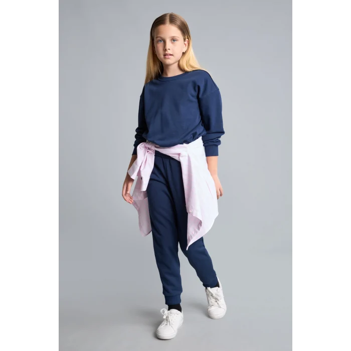 Defacto Y1226A6NV241 Lacivert Jogger Fıt Esnek Belli Cepli Eşofman Altı Kız Çocuk