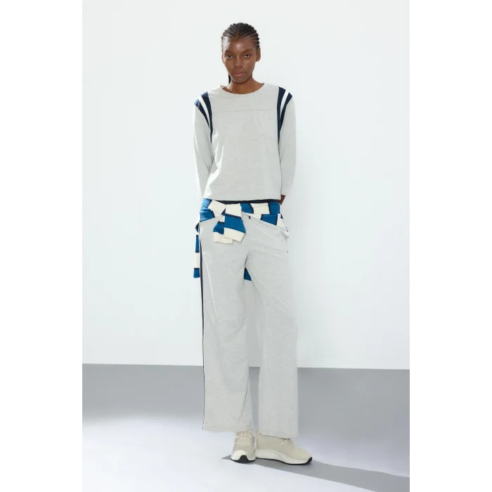 Defacto I3167AXGR93 Gri Pamuklu Straıght Fıt Cepli Standart Paça Standart Boy Gri Melanj Pantolon