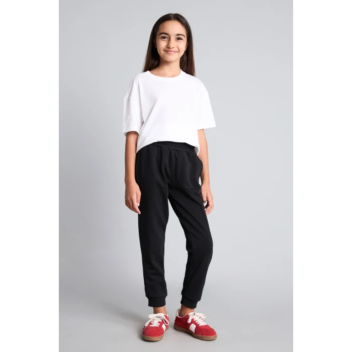 Defacto Y1226A6BK81 Siyah Jogger Fıt Esnek Belli Cepli Eşofman Altı Kız Çocuk