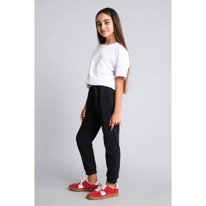 Defacto Y1226A6BK81 Siyah Jogger Fıt Esnek Belli Cepli Eşofman Altı Kız Çocuk