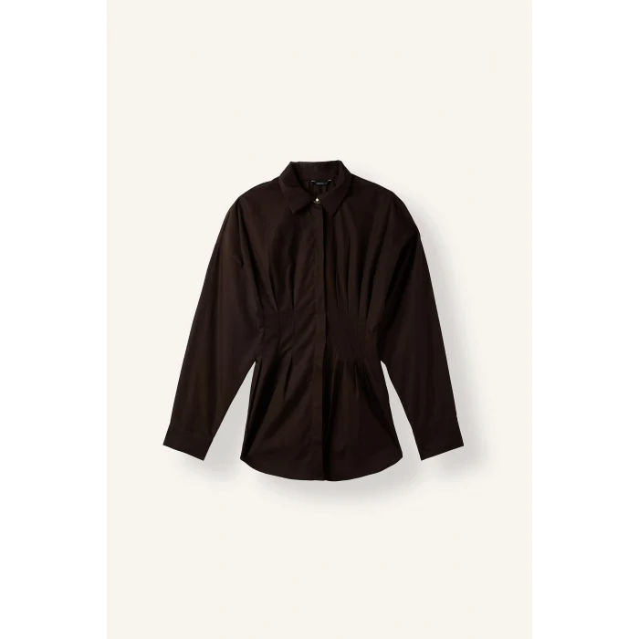 Defacto G8610AXBN338 Kahve %100 Pamuk Fıtted Poplin Gömlek