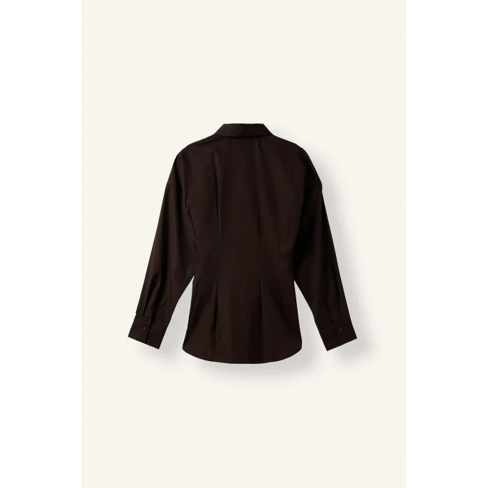 Defacto G8610AXBN338 Kahve %100 Pamuk Fıtted Poplin Gömlek