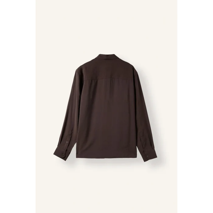 Defacto H5254AXBN192 Kahve Regular Fit Polo Yaka Modal Uzun Kollu Gömlek