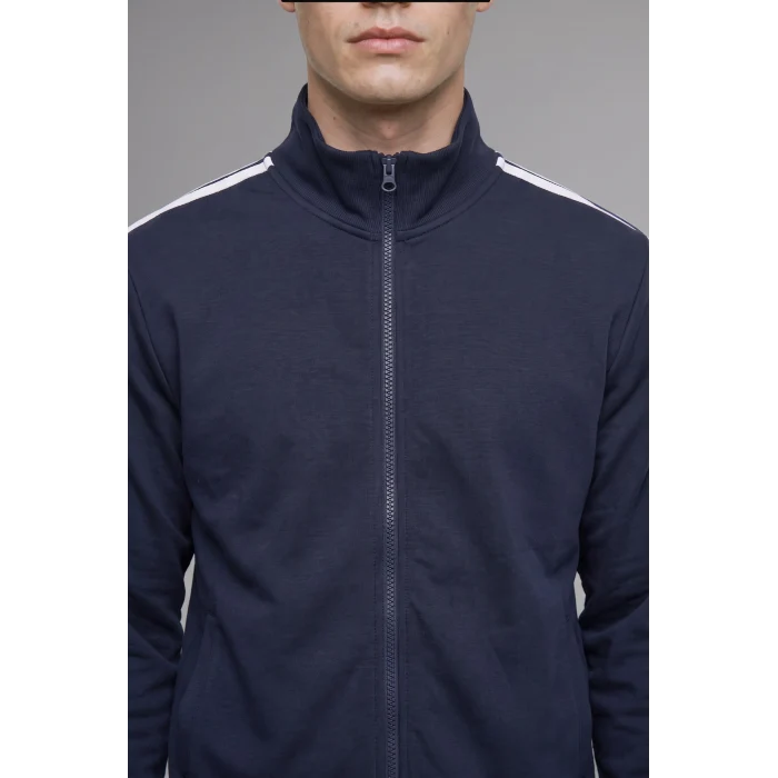 Defacto F0106AXNV146 Lacivert Nefes Alabilen Boxy Fit Fermuarlı Dik Yaka Sweatshirt
