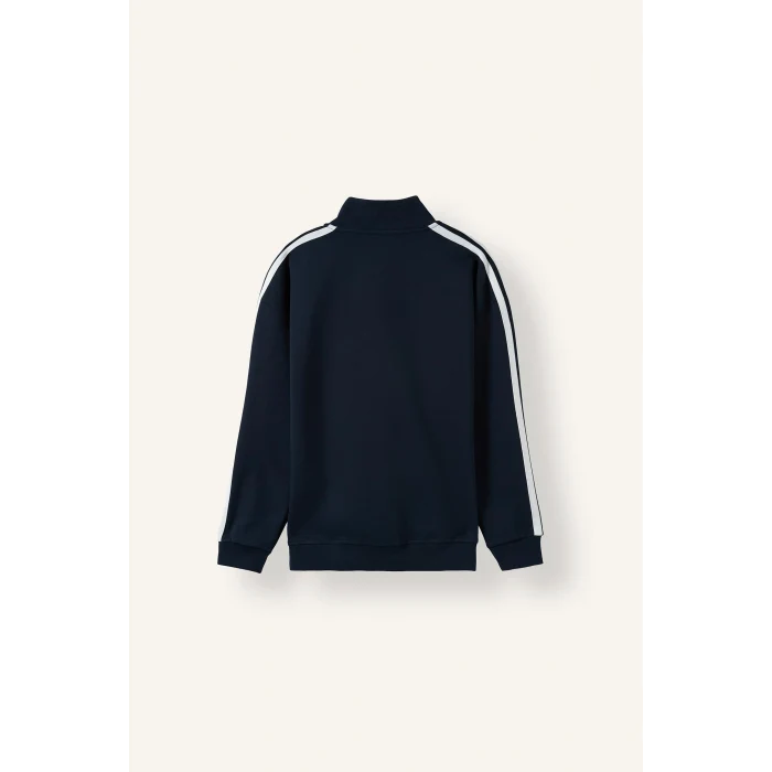 Defacto F0106AXNV146 Lacivert Nefes Alabilen Boxy Fit Fermuarlı Dik Yaka Sweatshirt