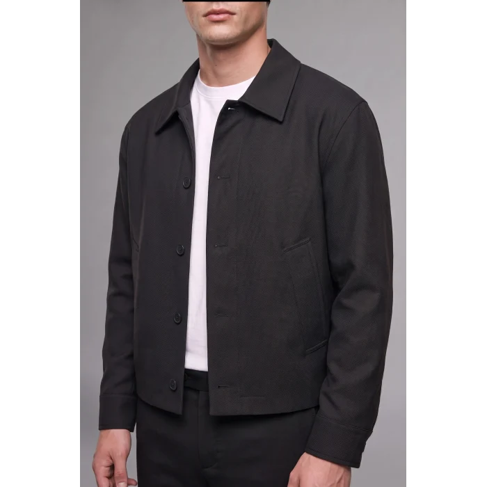 Defacto H4697AXBK27 Siyah Regular Fıt Polo Yaka Düğmeli Yan Cepli Blazer Ceket