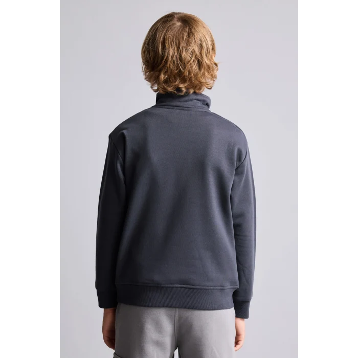 Defacto H7132A8AR31 Antrasit Oversize Yarım Fermuarlı Dik Yaka Sweatshirt Erkek Çocuk