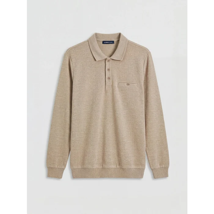 LCWAIKIKI Classic Bej Polo Yaka Erkek Sweatshirt