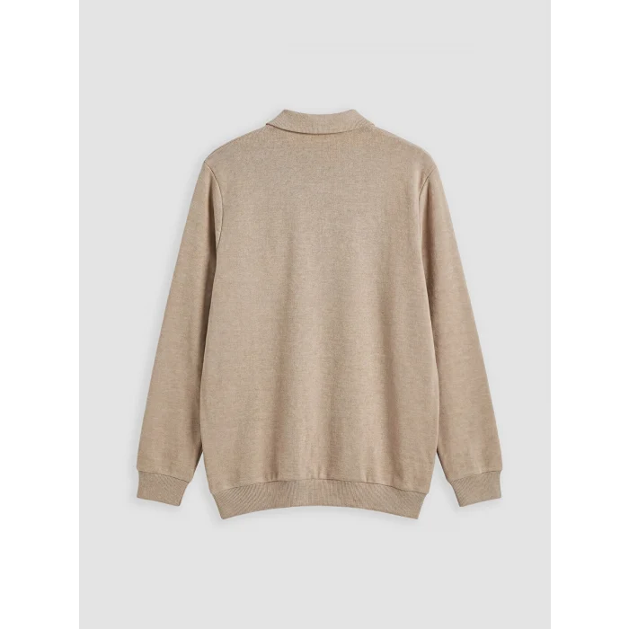LCWAIKIKI Classic Bej Polo Yaka Erkek Sweatshirt