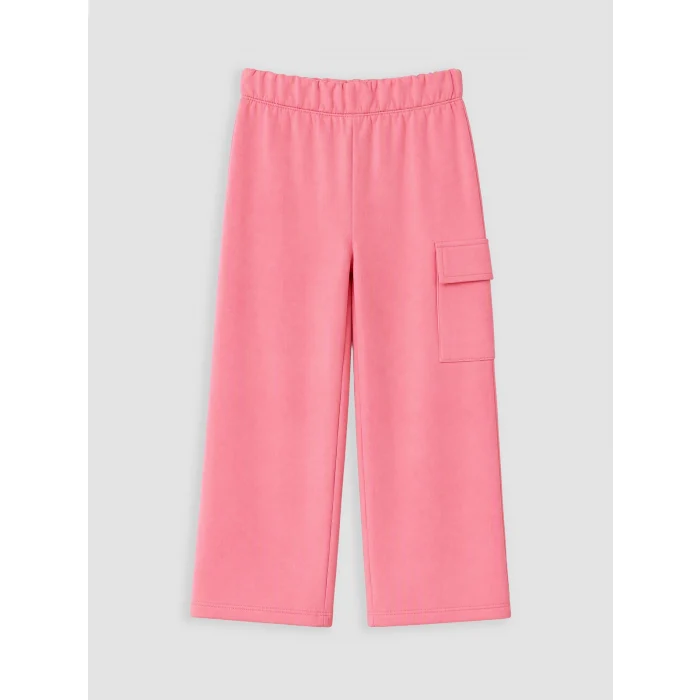 LCW Kids Pembe Geniş Paça Kargo Cepli Kız Çocuk Eşofman Altı