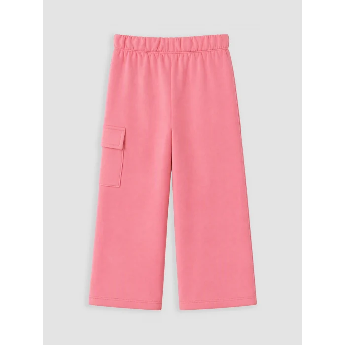 LCW Kids Pembe Geniş Paça Kargo Cepli Kız Çocuk Eşofman Altı