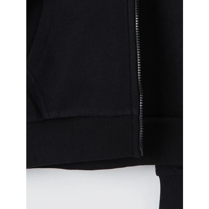 LCW Kids Siyah Kapüşonlu Kalın Kız Çocuk Fermuarlı Sweatshirt