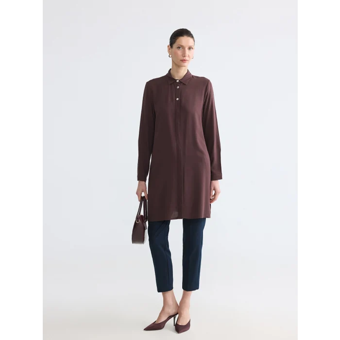 LCW Grace Kahverengi Regular Fit Kadın Gömlek Tunik