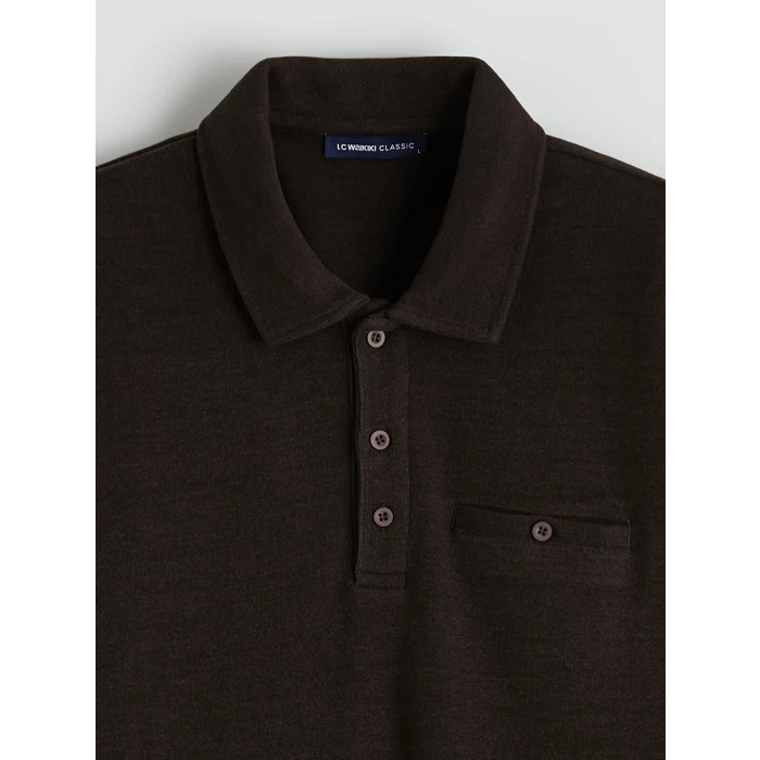 LCWAIKIKI Classic Kahverengi Polo Yaka Erkek Sweatshirt
