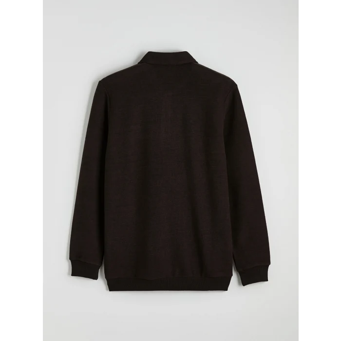 LCWAIKIKI Classic Kahverengi Polo Yaka Erkek Sweatshirt
