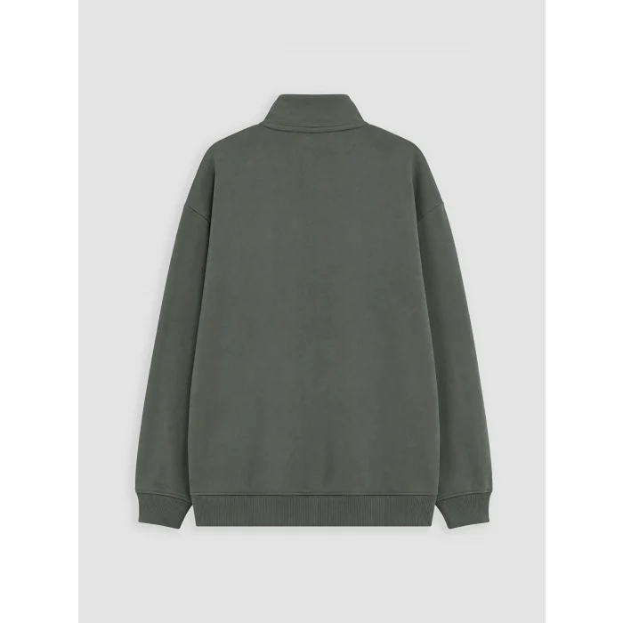 LCW Kids Yeşil Dik Yaka Baskılı Erkek Çocuk Kalın Sweatshirt