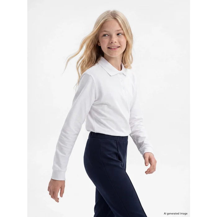 LCW Kids Beyaz Polo Yaka Kız Çocuk Pike Tişört