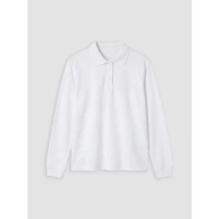 LCW Kids Beyaz Polo Yaka Kız Çocuk Pike Tişört