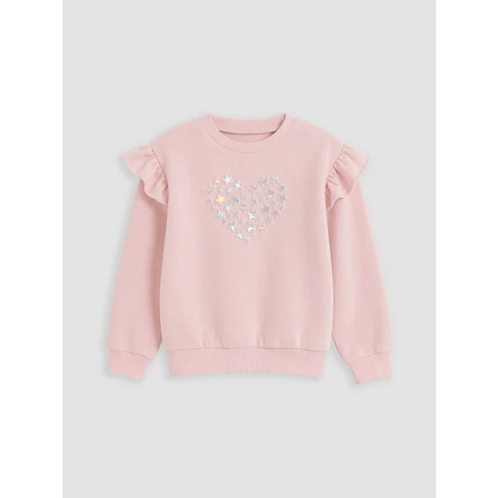LCW Kids Pembe Bisiklet Yaka Nakışlı Kız Çocuk Takım
