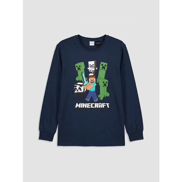 LCW Kids Lacivert Minecraft Lisanslı Erkek Çocuk Pijama Takımı