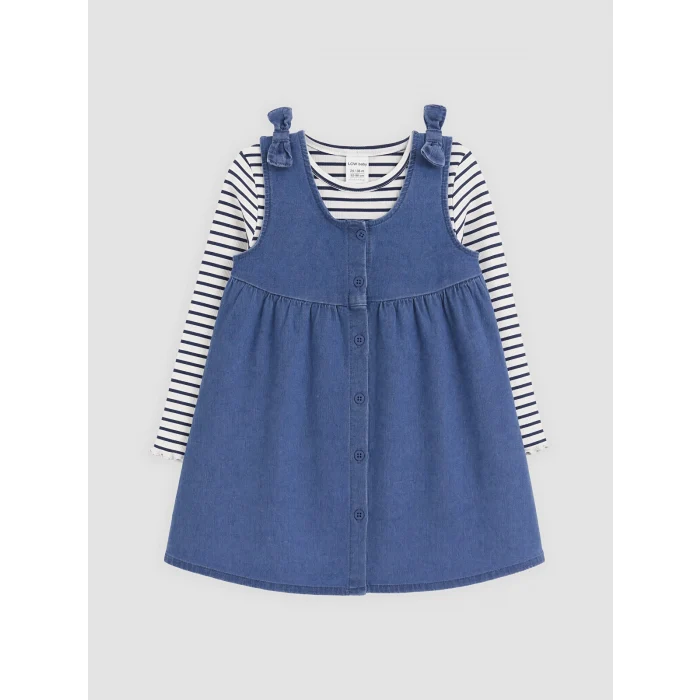 LCW baby İndigo Kız Bebek Elbise ve Tişört