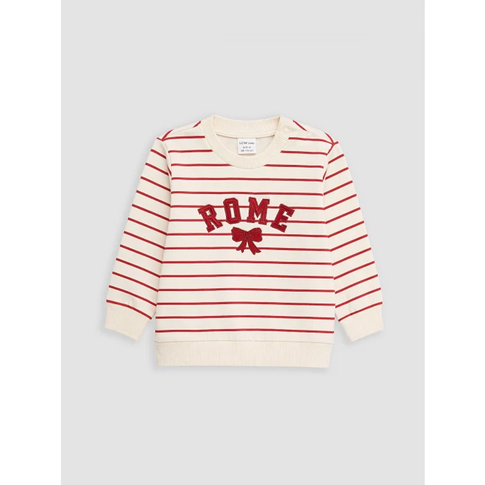 LCW baby Ekru Çizgili Kız Bebek Takım