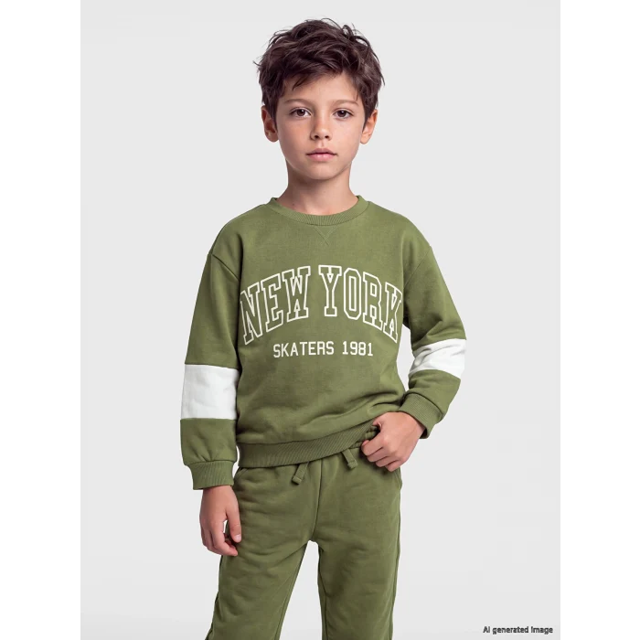 LCW Kids Haki Baskılı Erkek Çocuk Takım