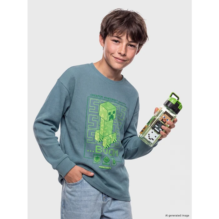 LCW Kids İndigo Minecraft Baskılı Erkek Çocuk Tişört