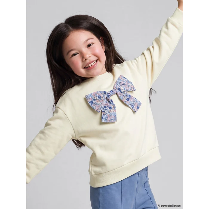 LCW Kids Ekru Fiyonklu Kız Çocuk Kalın Sweatshirt