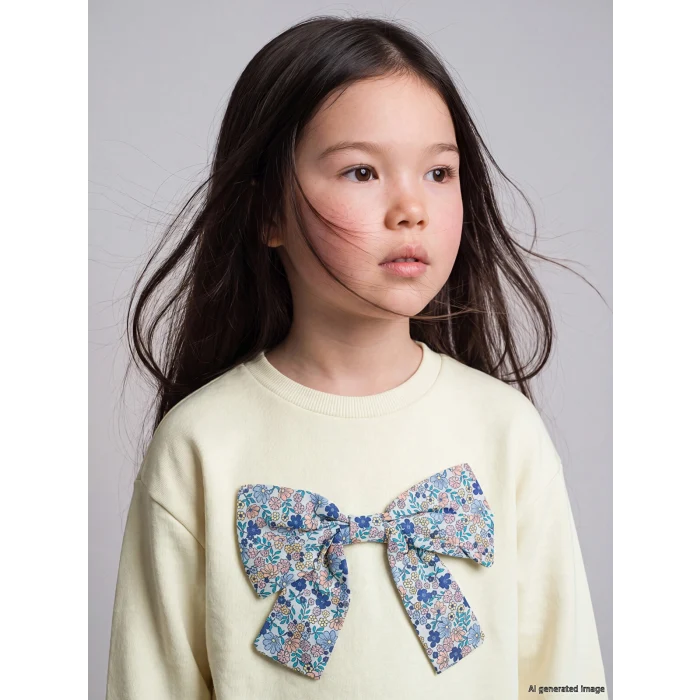 LCW Kids Ekru Fiyonklu Kız Çocuk Kalın Sweatshirt