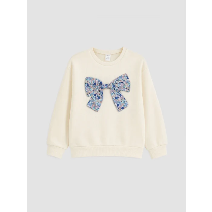 LCW Kids Ekru Fiyonklu Kız Çocuk Kalın Sweatshirt