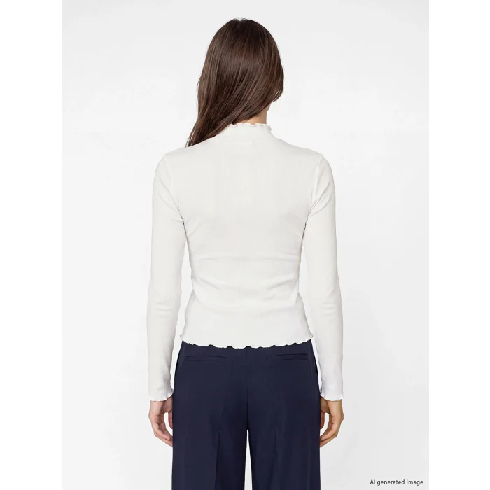 LCW Modest Beyaz Dik Yaka Kadın Fitilli Body