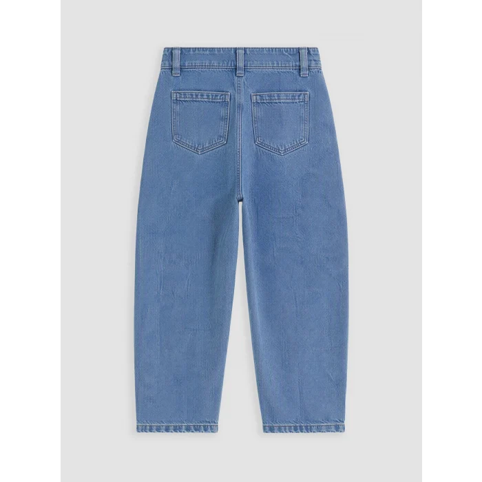 LCW Kids İndigo Nakışlı Balloon Fit Kız Çocuk Jean Pantolon