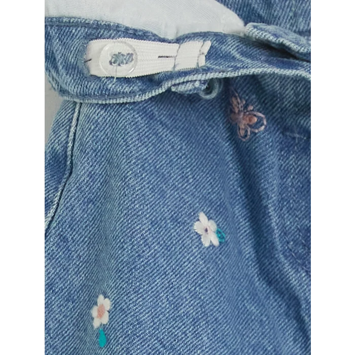 LCW Kids İndigo Nakışlı Balloon Fit Kız Çocuk Jean Pantolon