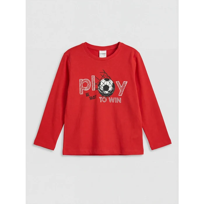 LCW Kids Kırmızı Baskılı Erkek Çocuk Pijama Takım